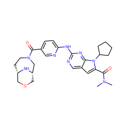 CN(C)C(=O)c1cc2cnc(Nc3ccc(C(=O)N4CC[C@H]5COC[C@@H](C4)N5)cn3)nc2n1C1CCCC1 ZINC000118590985