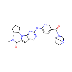 CN(C)C(=O)c1cc2cnc(Nc3ccc(C(=O)N4CCN5CCC4CC5)cn3)nc2n1C1CCCC1 ZINC000118584900