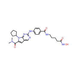 CN(C)C(=O)c1cc2cnc(Nc3ccc(C(=O)NCCCCC(=O)NO)cc3)nc2n1C1CCCC1 ZINC001772654085