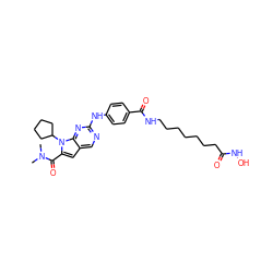 CN(C)C(=O)c1cc2cnc(Nc3ccc(C(=O)NCCCCCCCC(=O)NO)cc3)nc2n1C1CCCC1 ZINC001772601114