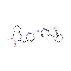 CN(C)C(=O)c1cc2cnc(Nc3ccc(N4C(=O)CN5CCC4CC5)cn3)nc2n1C1CCCC1 ZINC000118588789