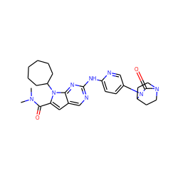 CN(C)C(=O)c1cc2cnc(Nc3ccc(N4C(=O)CN5CCC4CC5)cn3)nc2n1C1CCCCCC1 ZINC000118597239