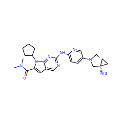 CN(C)C(=O)c1cc2cnc(Nc3ccc(N4C[C@@H]5C[C@@]5(N)C4)cn3)nc2n1C1CCCC1 ZINC000118707780