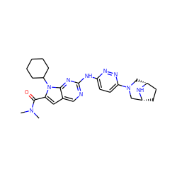 CN(C)C(=O)c1cc2cnc(Nc3ccc(N4C[C@@H]5CC[C@H](C4)N5)nn3)nc2n1C1CCCCC1 ZINC000118581992