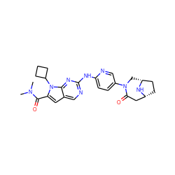 CN(C)C(=O)c1cc2cnc(Nc3ccc(N4C[C@@H]5CC[C@H](CC4=O)N5)cn3)nc2n1C1CCC1 ZINC000118587813