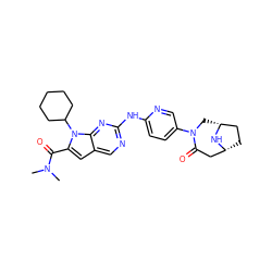 CN(C)C(=O)c1cc2cnc(Nc3ccc(N4C[C@@H]5CC[C@H](CC4=O)N5)cn3)nc2n1C1CCCCC1 ZINC000118594227