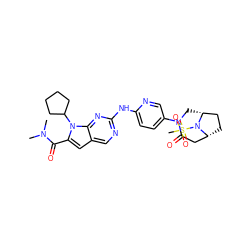 CN(C)C(=O)c1cc2cnc(Nc3ccc(N4C[C@@H]5CC[C@H](CC4=O)N5S(C)(=O)=O)cn3)nc2n1C1CCCC1 ZINC000205543833