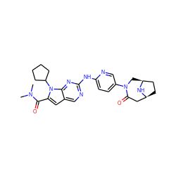 CN(C)C(=O)c1cc2cnc(Nc3ccc(N4C[C@H]5CC[C@@H](CC4=O)N5)cn3)nc2n1C1CCCC1 ZINC000118582195