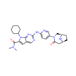 CN(C)C(=O)c1cc2cnc(Nc3ccc(N4C[C@H]5CC[C@@H](CC4=O)N5)cn3)nc2n1C1CCCCC1 ZINC000118593173