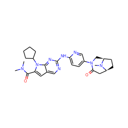 CN(C)C(=O)c1cc2cnc(Nc3ccc(N4C[C@H]5CC[C@@H](CC4=O)N5C)cn3)nc2n1C1CCCC1 ZINC000118592881