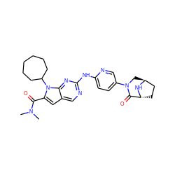 CN(C)C(=O)c1cc2cnc(Nc3ccc(N4C[C@H]5CC[C@@H](N5)C4=O)cn3)nc2n1C1CCCCCC1 ZINC000118599176