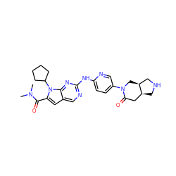 CN(C)C(=O)c1cc2cnc(Nc3ccc(N4C[C@H]5CNC[C@H]5CC4=O)cn3)nc2n1C1CCCC1 ZINC000118591100