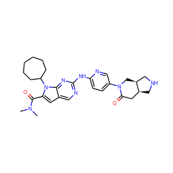 CN(C)C(=O)c1cc2cnc(Nc3ccc(N4C[C@H]5CNC[C@H]5CC4=O)cn3)nc2n1C1CCCCCC1 ZINC000118584998