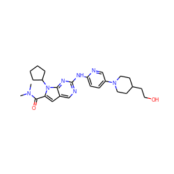 CN(C)C(=O)c1cc2cnc(Nc3ccc(N4CCC(CCO)CC4)cn3)nc2n1C1CCCC1 ZINC000117719292