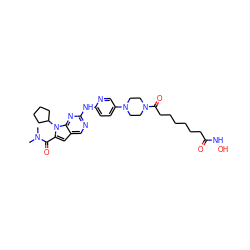 CN(C)C(=O)c1cc2cnc(Nc3ccc(N4CCN(C(=O)CCCCCCC(=O)NO)CC4)cn3)nc2n1C1CCCC1 ZINC001772637227