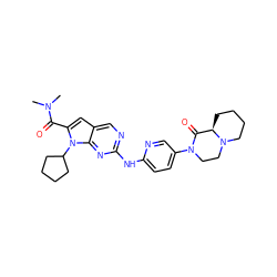 CN(C)C(=O)c1cc2cnc(Nc3ccc(N4CCN5CCCC[C@@H]5C4=O)cn3)nc2n1C1CCCC1 ZINC000118586555