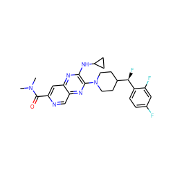 CN(C)C(=O)c1cc2nc(NC3CC3)c(N3CCC([C@@H](F)c4ccc(F)cc4F)CC3)nc2cn1 ZINC000144636541