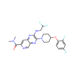 CN(C)C(=O)c1cc2nc(NCC(F)F)c(N3CCC(Oc4ccc(F)cc4F)CC3)nc2cn1 ZINC000144662219