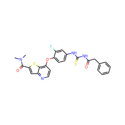 CN(C)C(=O)c1cc2nccc(Oc3ccc(NC(=S)NC(=O)Cc4ccccc4)cc3F)c2s1 ZINC000029042488