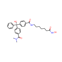 CN(C)C(=O)c1ccc([C@@](O)(c2ccccc2)c2ccc(C(=O)NCCCCCCC(=O)NO)cc2)cc1 ZINC000118361267