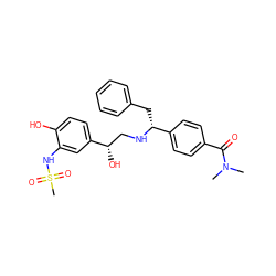 CN(C)C(=O)c1ccc([C@@H](Cc2ccccc2)NC[C@H](O)c2ccc(O)c(NS(C)(=O)=O)c2)cc1 ZINC000026832315