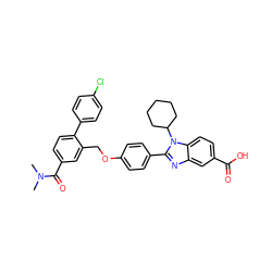 CN(C)C(=O)c1ccc(-c2ccc(Cl)cc2)c(COc2ccc(-c3nc4cc(C(=O)O)ccc4n3C3CCCCC3)cc2)c1 ZINC000036350452