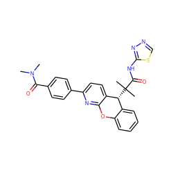 CN(C)C(=O)c1ccc(-c2ccc3c(n2)Oc2ccccc2[C@H]3C(C)(C)C(=O)Nc2nncs2)cc1 ZINC000073157485