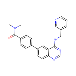 CN(C)C(=O)c1ccc(-c2ccc3ncnc(NCc4cccnc4)c3c2)cc1 ZINC000004258559