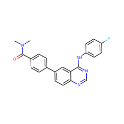 CN(C)C(=O)c1ccc(-c2ccc3ncnc(Nc4ccc(F)cc4)c3c2)cc1 ZINC000004266324