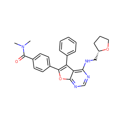 CN(C)C(=O)c1ccc(-c2oc3ncnc(NC[C@@H]4CCCO4)c3c2-c2ccccc2)cc1 ZINC000084730812