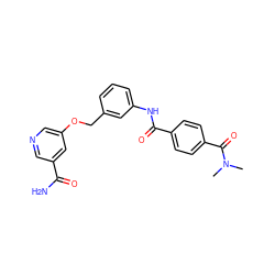 CN(C)C(=O)c1ccc(C(=O)Nc2cccc(COc3cncc(C(N)=O)c3)c2)cc1 ZINC000653871528