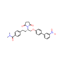 CN(C)C(=O)c1ccc(CC[C@@H](COc2ccc(-c3cccc([N+](=O)[O-])c3)cc2)N2C(=O)CCC2=O)cc1 ZINC000013587513