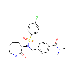 CN(C)C(=O)c1ccc(CN([C@@H]2CCCCNC2=O)S(=O)(=O)c2ccc(Cl)cc2)cc1 ZINC000029129224