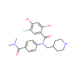 CN(C)C(=O)c1ccc(N(CC2CCNCC2)C(=O)c2cc(Cl)c(O)cc2O)cc1 ZINC000653768319