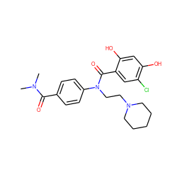 CN(C)C(=O)c1ccc(N(CCN2CCCCC2)C(=O)c2cc(Cl)c(O)cc2O)cc1 ZINC000653768315