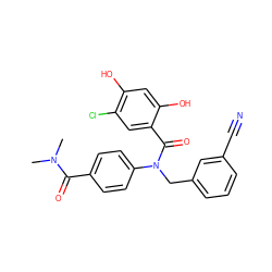 CN(C)C(=O)c1ccc(N(Cc2cccc(C#N)c2)C(=O)c2cc(Cl)c(O)cc2O)cc1 ZINC000653663080