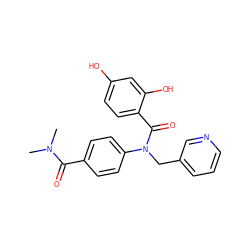 CN(C)C(=O)c1ccc(N(Cc2cccnc2)C(=O)c2ccc(O)cc2O)cc1 ZINC000653665402