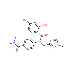 CN(C)C(=O)c1ccc(N(Cc2ccn(C)n2)C(=O)c2ccc(O)cc2O)cc1 ZINC000653684781