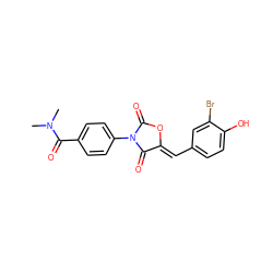 CN(C)C(=O)c1ccc(N2C(=O)O/C(=C\c3ccc(O)c(Br)c3)C2=O)cc1 ZINC000084619540