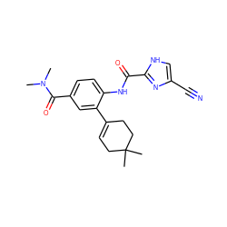 CN(C)C(=O)c1ccc(NC(=O)c2nc(C#N)c[nH]2)c(C2=CCC(C)(C)CC2)c1 ZINC000103285573