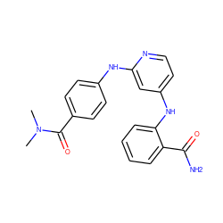 CN(C)C(=O)c1ccc(Nc2cc(Nc3ccccc3C(N)=O)ccn2)cc1 ZINC000169330393