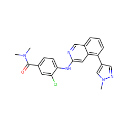 CN(C)C(=O)c1ccc(Nc2cc3c(-c4cnn(C)c4)cccc3cn2)c(Cl)c1 ZINC000207616277