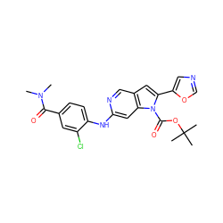 CN(C)C(=O)c1ccc(Nc2cc3c(cn2)cc(-c2cnco2)n3C(=O)OC(C)(C)C)c(Cl)c1 ZINC000095920983