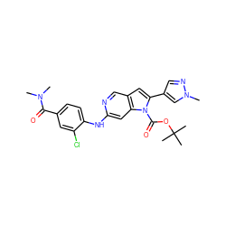 CN(C)C(=O)c1ccc(Nc2cc3c(cn2)cc(-c2cnn(C)c2)n3C(=O)OC(C)(C)C)c(Cl)c1 ZINC000095920984