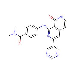 CN(C)C(=O)c1ccc(Nc2nc(-c3cncnc3)cc3cc[nH]c(=O)c23)cc1 ZINC000096174446