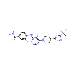 CN(C)C(=O)c1ccc(Nc2ncnc(N3CCC(c4nc(C(C)(C)F)no4)CC3)c2F)c(F)c1 ZINC000095562952