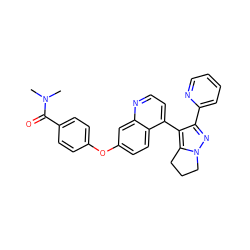 CN(C)C(=O)c1ccc(Oc2ccc3c(-c4c(-c5ccccn5)nn5c4CCC5)ccnc3c2)cc1 ZINC000014976426