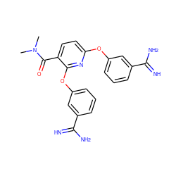 CN(C)C(=O)c1ccc(Oc2cccc(C(=N)N)c2)nc1Oc1cccc(C(=N)N)c1 ZINC000013797424