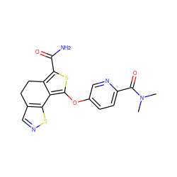 CN(C)C(=O)c1ccc(Oc2sc(C(N)=O)c3c2-c2sncc2CC3)cn1 ZINC001772602197