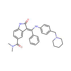 CN(C)C(=O)c1ccc2c(c1)/C(=C(/Nc1ccc(CN3CCCCC3)cc1)c1ccccc1)C(=O)N2 ZINC000003962253